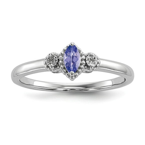 Tanzanite and Diamond Ring 0.03cttw Mia Diamonds 925 Sterling Silver Solid Tanzanite and Diamond Ring 0.03cttw Mia Diamonds 925 Sterling Silver Solid